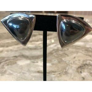 Silver Artisan Hematite Post Earrings